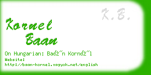 kornel baan business card